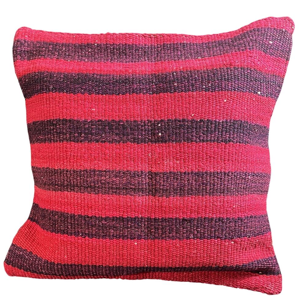 Handmade Peruvian Pillow Cover 17x17, Andean Woven Textile Cushion Case, Red